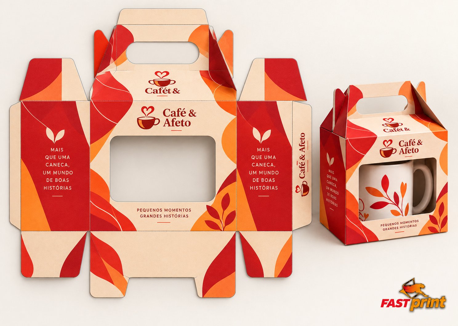Caixa Caneca personalizada Fast Print — planificada, como será impressa