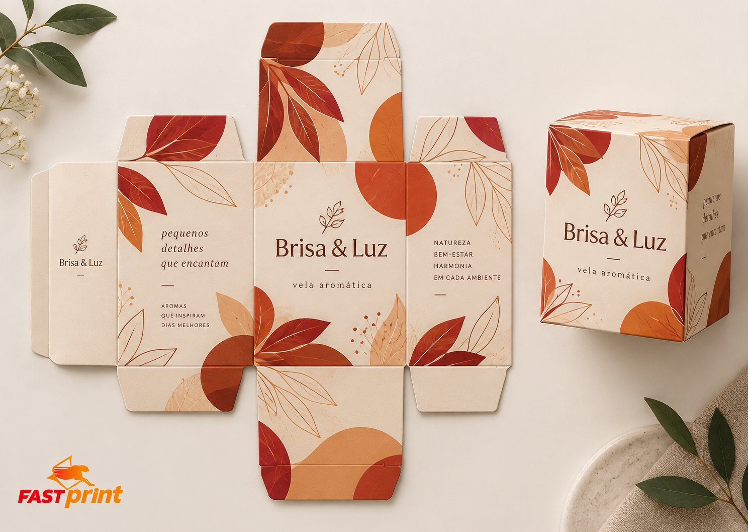 Caixa de Cosméticos personalizada Fast Print — planificada, como será impressa