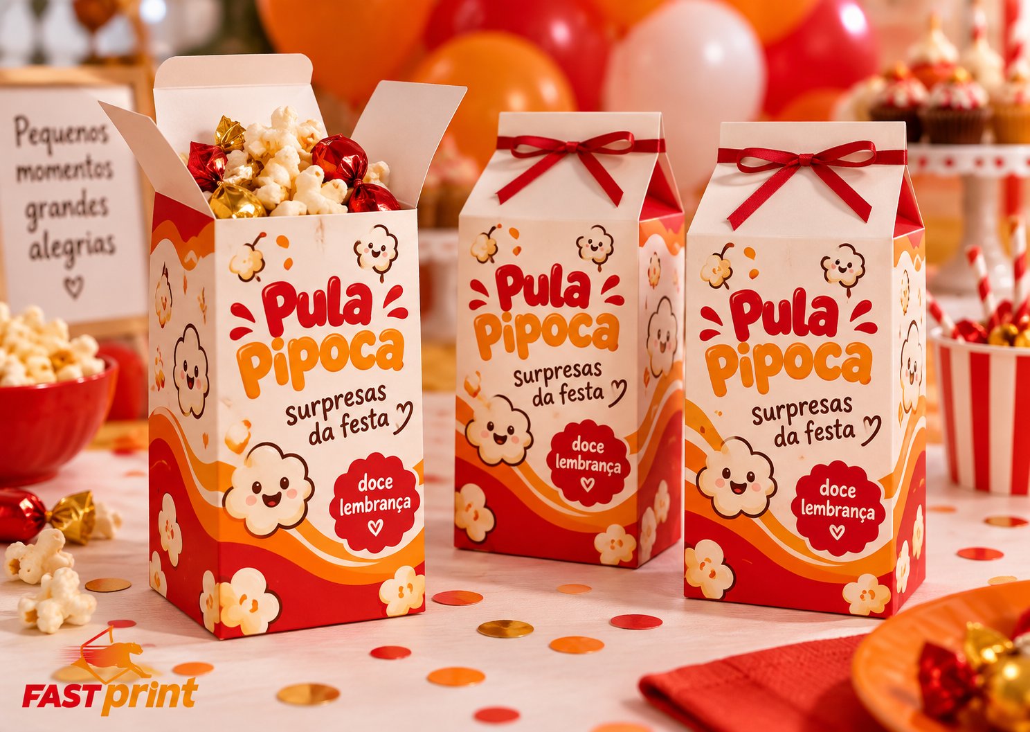 Caixa Milk personalizada Fast Print — em uso