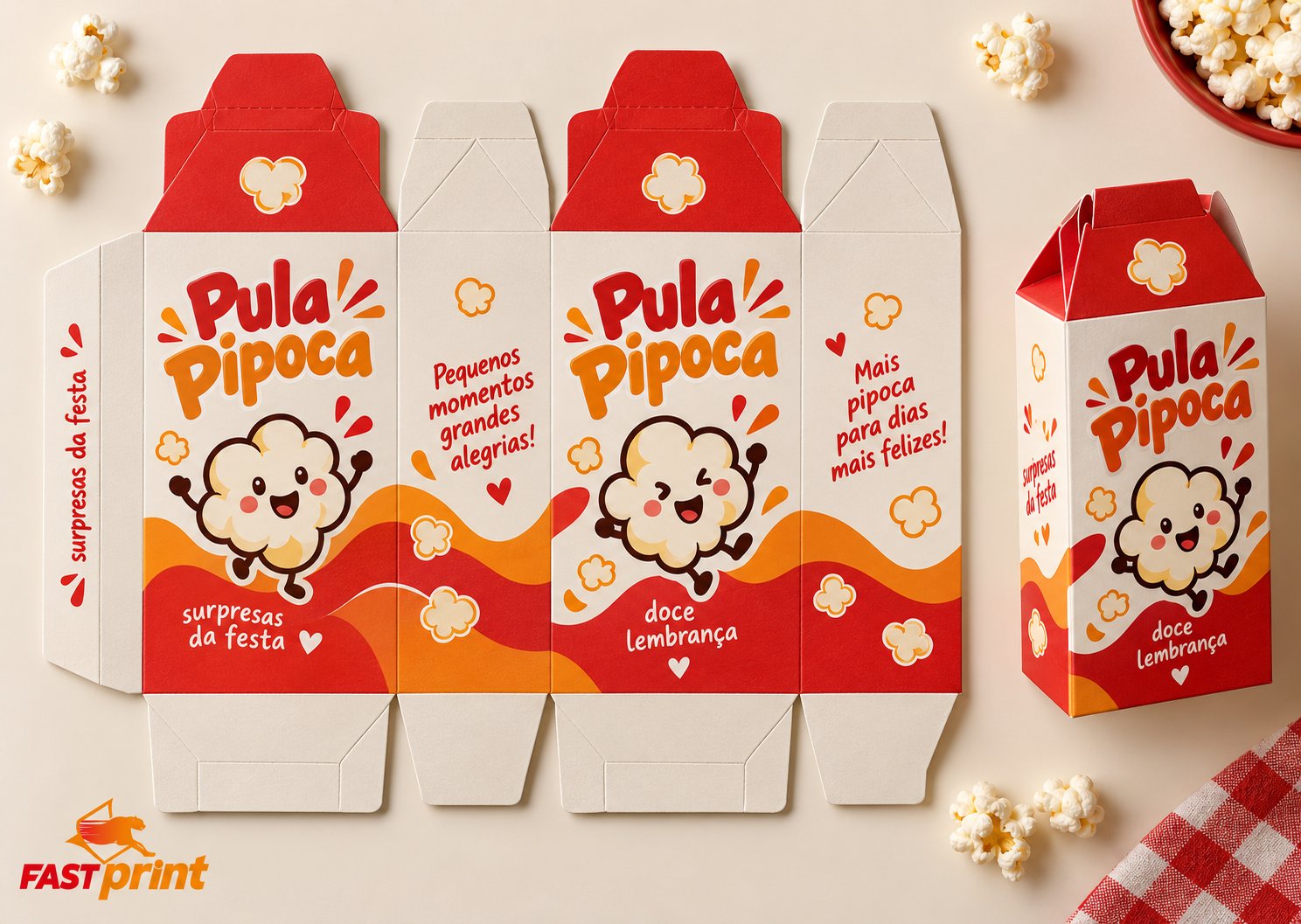 Caixa Milk personalizada Fast Print — planificada, como será impressa