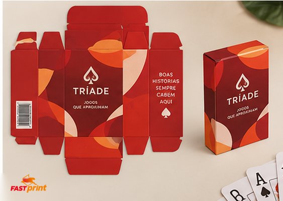 Caixa para Baralho personalizada Fast Print — planificada, como será impressa