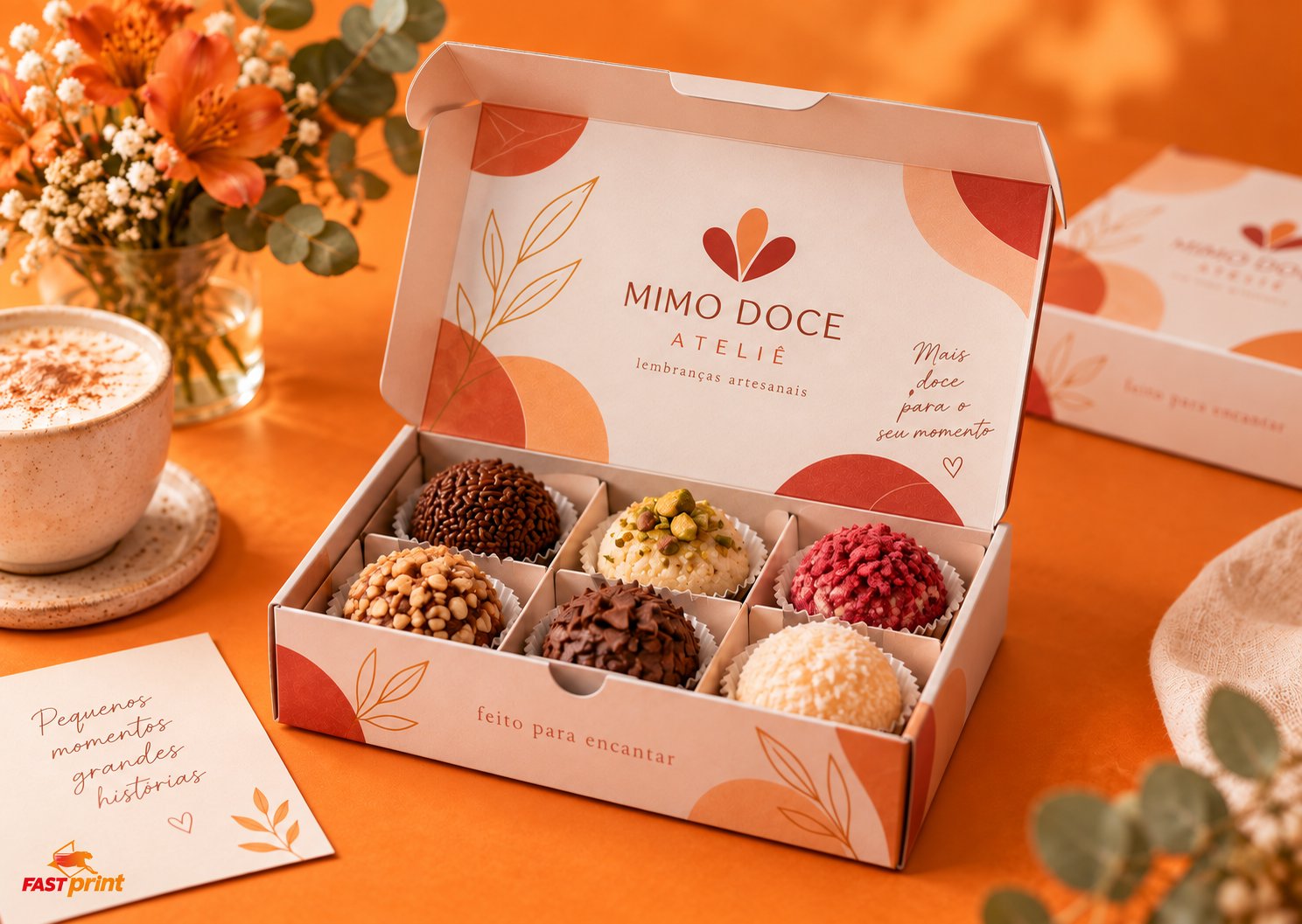 Caixa para Doces personalizada Fast Print — em uso