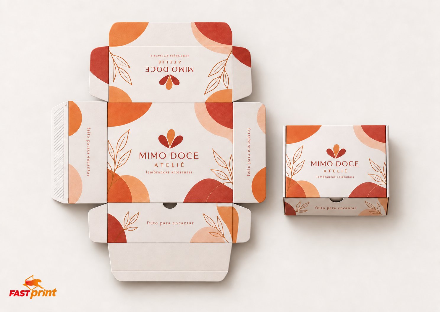 Caixa para Doces personalizada Fast Print — planificada, como será impressa