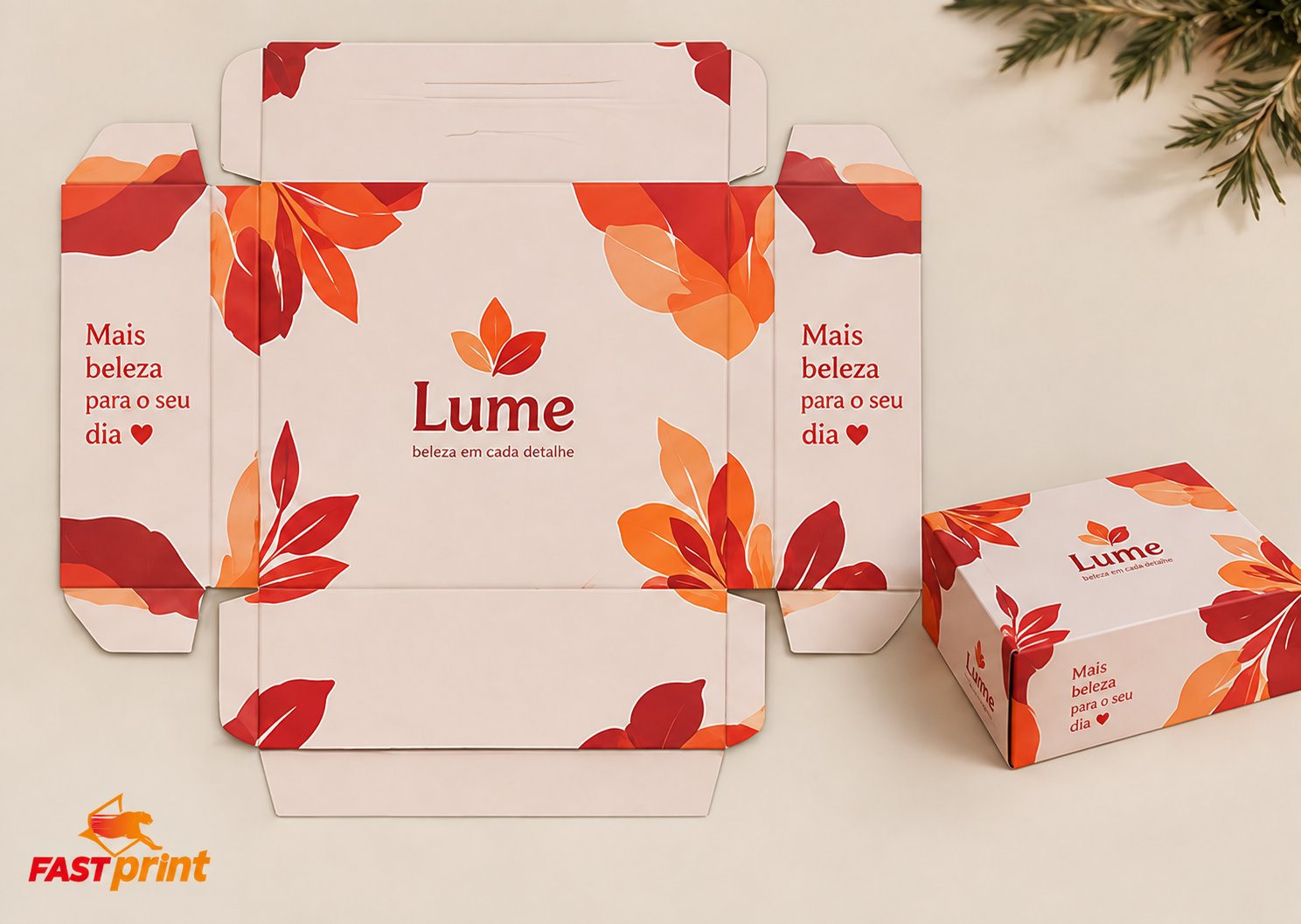 Caixa Slim personalizada Fast Print — planificada, como será impressa
