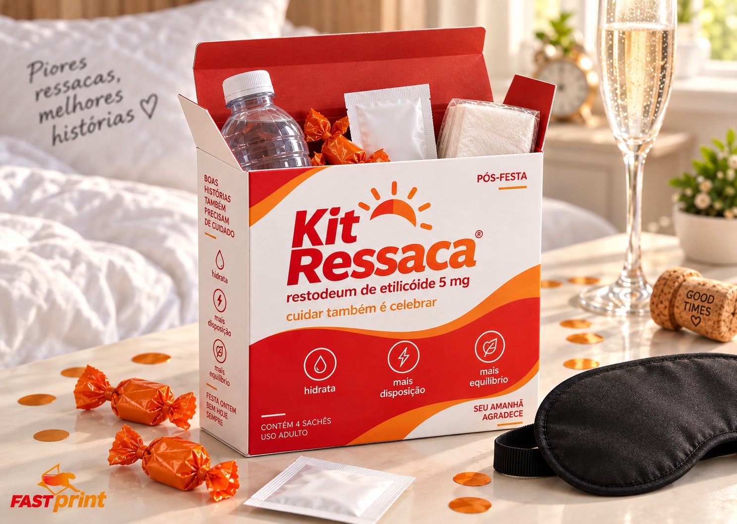 Kit Ressaca personalizado Fast Print — em uso